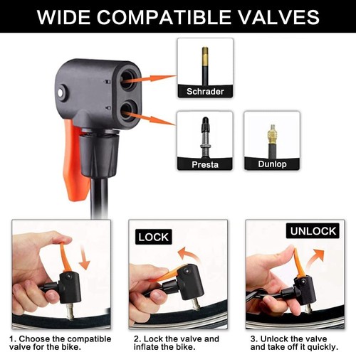 Bike Pump Ball Pumps with Pressure Gauge Mini Bicycle Foot Pump with Needles US - Picture 15 of 22