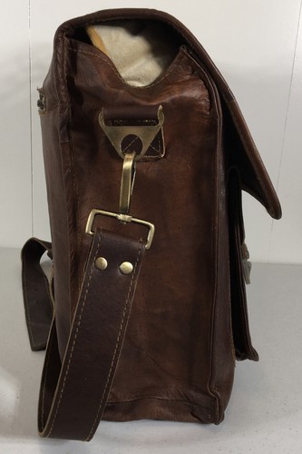 Vintage Handmade Leather Laptop Messenger Bag 18 inch Rustic Brown office Bag - Photo 4/7