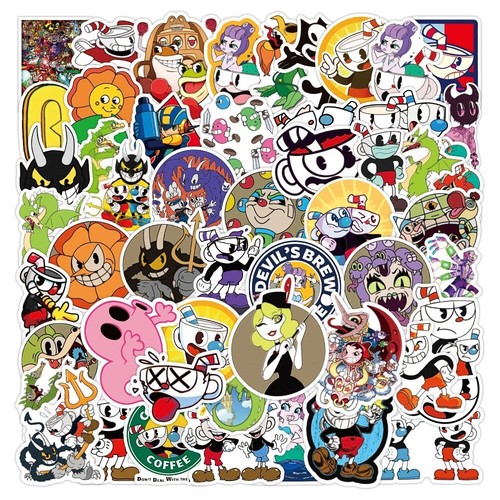 50 Piece Cuphead Decal Sticker Phone Laptop Notbook Water Bottle - Picture 1 of 3