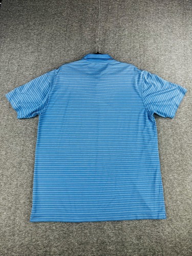 Vintage Nike Golf Polo Mens XL Blue White Striped Dri Fit Performance SS Shirt - Picture 5 of 8