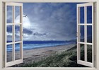  Sandy Beach Moon Ocean Night 3D Wall Sticker Poster Decals Murals Room Art Z145
