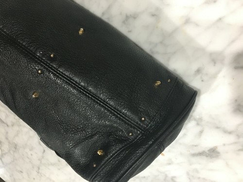 Chloé Damenhandtasche schwarz Leder goldfarben gestreift 18 x 12 Zoll stilvoll modern - Bild 9 von 10
