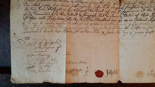 1717 GEORGE I 18TH C ANTIQUE MANUSCRIPT INDENTURE WAX SEALS - HATFIELD YORKSHIRE - Picture 8 of 14