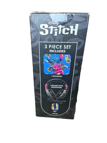 NEUF - Casque Disney Stitch avec microphone souris sans fil et tapis de souris offre groupée technique - Photo 2/6