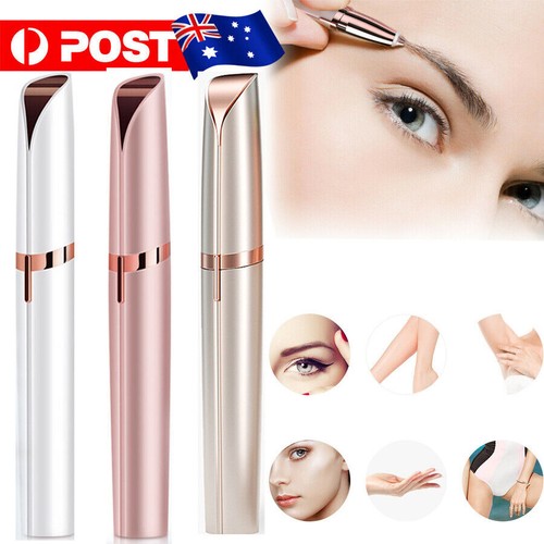 Eyebrow Trimmer Electric Facial Hair Remover Finishing LED Rechargeable Light Au - Picture 1 of 15
