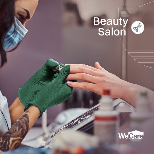 WeCare 8 mm Nitril strapazierfähige Handschuhe Diamond Grip latexfrei klein grün 100 ct - Bild 4 von 8