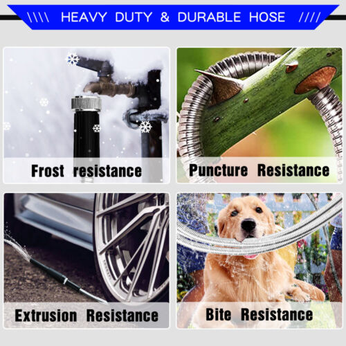 304 Stainless Steel Garden Water Hose Pipe 25/50/75/100FT Flexible Lightweight - Picture 8 of 41
