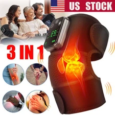Knee Massager with Heat & Vibration, Electric Heating Knee Brace Pad Pain Relief