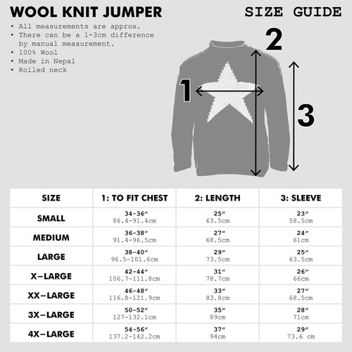 Grobstrickpullover Wolle Stern Pullover 100% Pulli warm Erwachsene Nepal locker rein - Bild 5 von 5
