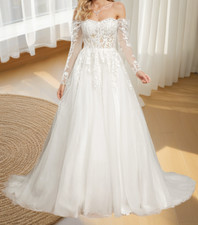Ball-Gown/Princess Off the Shoulder Court Train Tulle Lace Wedding Dress