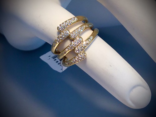 NWT IPPOLITA 18K YELLOW GOLD PAVE DIAMOND OVERLAPPING STACKED RING - SIZE 7
