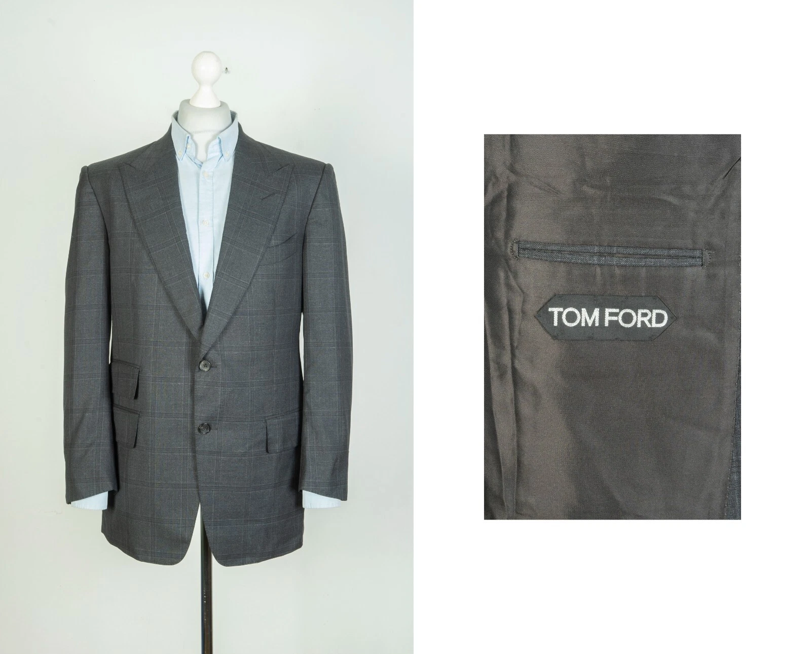 Tom Ford — Tom Ford Wool Button Gray Men's Jacket Blazer Coat Suit Size 54