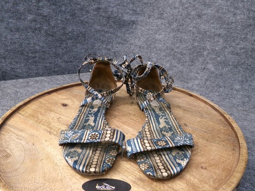 Tabitha Simmons x Johanna Ortiz Nellie Blue Paisley Print Sandals SZ 36.5 / 6.5 - Picture 3 of 11