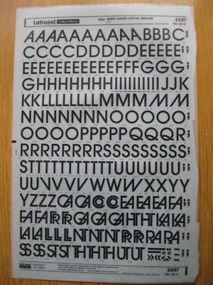 1 x Letraset Upper Case AVANT GARDE GOTHIC MEDIUM 60pt 17,3mm Sheet 2467 (R)