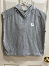 New Women  s Under Armour Heatgear Threadborne Gray Hoodie Loose Tank Top Medium