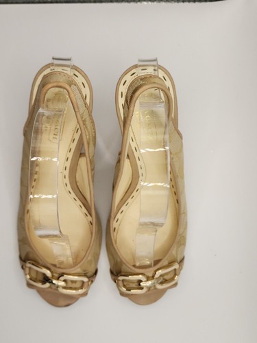 Coach Cynthia Signature Wedge Peep Toe Sandals 6.5 - Picture 7 of 8
