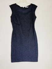 Jennifer Lopez Junior Black Metallic Accent Sheath Zipper Dress Sz XXS 6 (101)