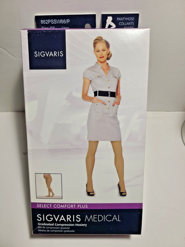 SIGVARIS Opaque 860 Closed Toe Plus Compression Pantyhose Lt Beige SMALL SHORT - Picture 2 of 7