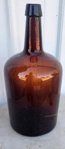 Antique Amber 16.75" Demijohn Glass Bottle - Picture 5 of 6