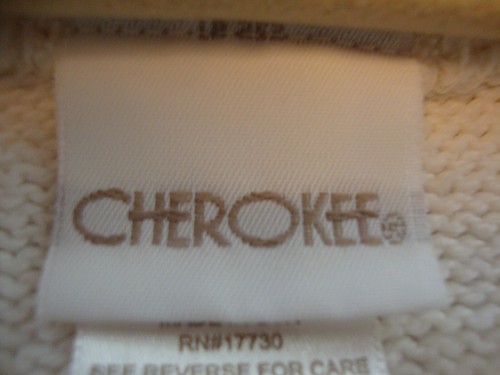 CHEROKEE VINTAGE 90's IVORY COLOR SWEATER w/ AMERICAN FLAG on FRONT - Picture 3 of 3