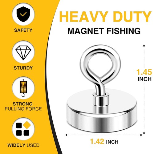 DIYMAG Neodymium Fishing Magnets, 150lbs (68KG) Pulling Force Rare Earth 36mm  - Picture 2 of 3