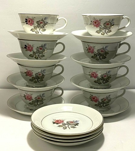 92 PC VINTAGE MCM GEM CHINA ~ PINK ROSE GRAY PLATINUM ~ JAPAN SERVICE FOR 12 - Picture 7 of 12