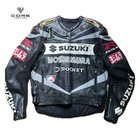 BLACK YOSHIMURA SUZUKI LEATHER RACING JACKET ARMOR PROTECTED CE APPROVED BIKER