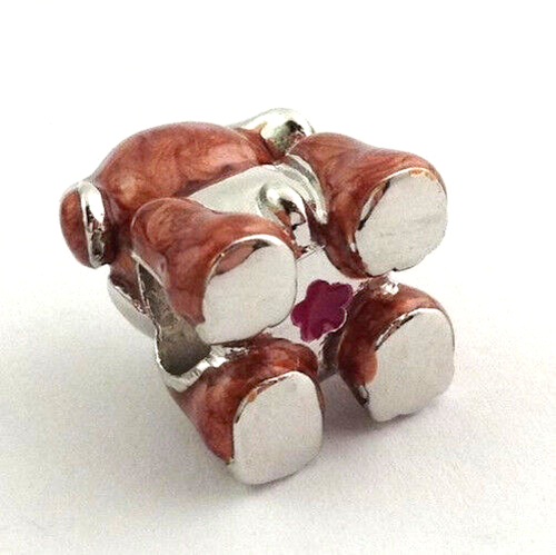 Lauren G Adams Rhodium & Enamel Brown Dog Bead Charm, Fits All Brands - Picture 3 of 3