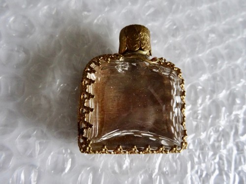 BOTELLA PERFUME TAPIZ ROSA ROJA Y FILIGRANA METÁLICA DECORACIÓN TONO DORADO neocurio - Imagen 3 de 7