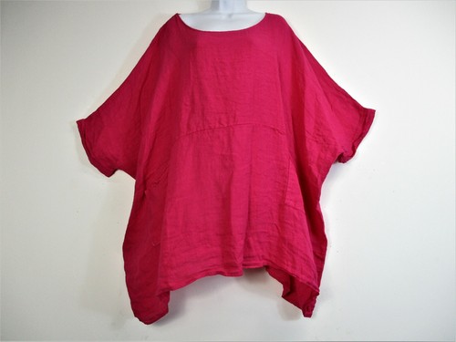 Plus Übergröße Lagenlook 100% Leinen Kurzärmelig Baggy Top 8 Farben Passt 24-32 - Bild 34 von 71