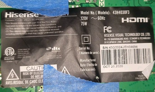 Altavoces WiFi Placa Principal Hisense 43H4030F3 LVDS RSAG7.820.10161/ROH 271470A  - Imagen 6 de 6