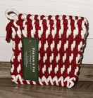 Set of 3 Thick Woven Red & White Christmas Holiday Trivets 100% Cotton NEW 8”