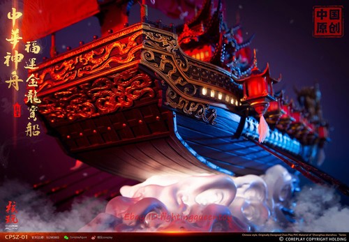 Coreplay Studio Big Treasure Ship Golden Dragon Fortune Ship Resin Statue INSTOC - Picture 9 of 20