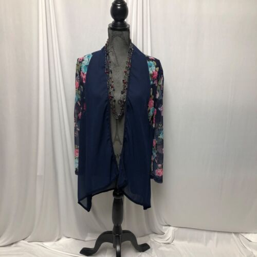 Arianna by Howards Sheer Jacket Womens One Size Navy Floral Cardigan