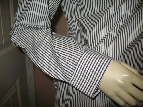 Y2K Jones New York Womens Button Up Shirt Top PM Long Sleeve Striped Black White - Picture 6 of 12