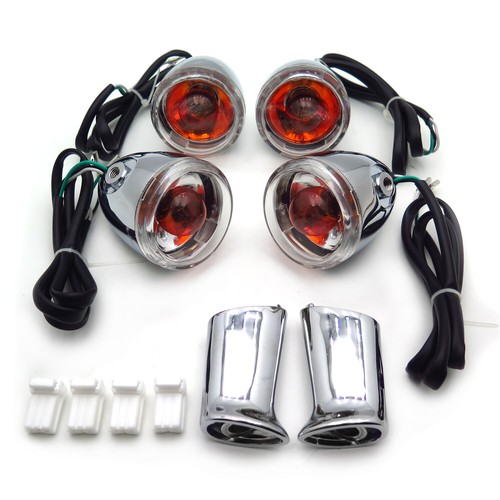 4X Turn Signal Indicator Chrome Clear For 1992-2016 Harley Sportster XL 883 1200 - Foto 7 di 9