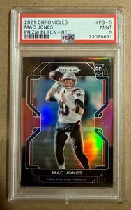 2021 PANINI CHRONICLES -MAC JONES -ROOKIE -PRIZM BLACK/RED- #96/99 - PSA 9!