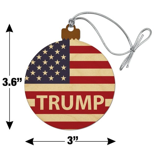 President Trump American Flag Wood Christmas Tree Holiday Ornament - Bild 6 von 6