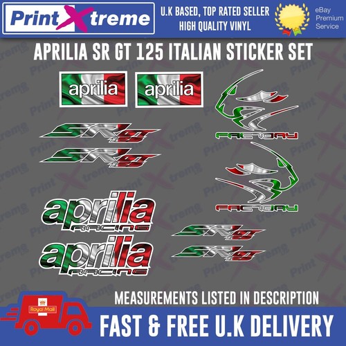 Aprilia SR GT 125 Italian flag sticker decal kit set Factory Racing - Picture 1 of 7