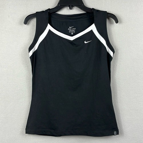Nike Dr-Fit Womens Sleeveless Athletic Top Size Medium Tennis Golf Black White