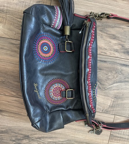 Desigual Liberty Greta Midsize Embroidered Artsy Boho Colorful Bag Vegan Leather - Picture 10 of 16