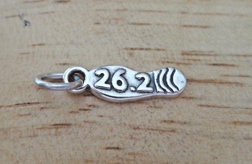 Sterling Silver 17x6mm Marathon Running Shoe says 26.2 Charm - Picture 1 of 4