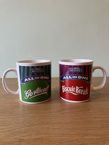 2 x Mcvitie's “All In One” Mugs Go Ahead & Biscuit Break 1980's Great Condition