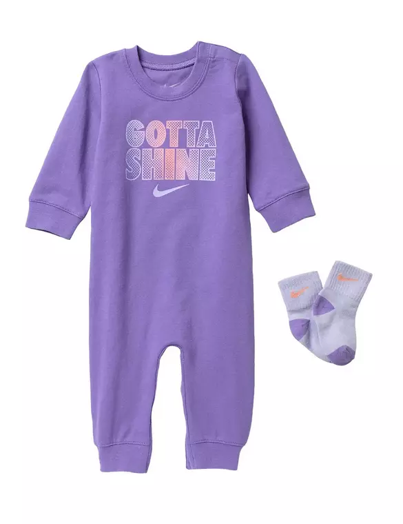 Nike Baby Girls 0-6M Coverall & Socks 2-Piece Set