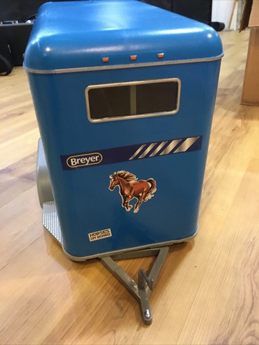 Vintage Breyer Pferdeshow Pferdeanhänger blau 2002 Doppelstall AHK Spielzeug Puppen - Bild 2 von 19