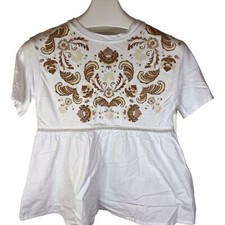 NWT Zara Women's Moroccan Peplum  Top Size Small White Work Wear