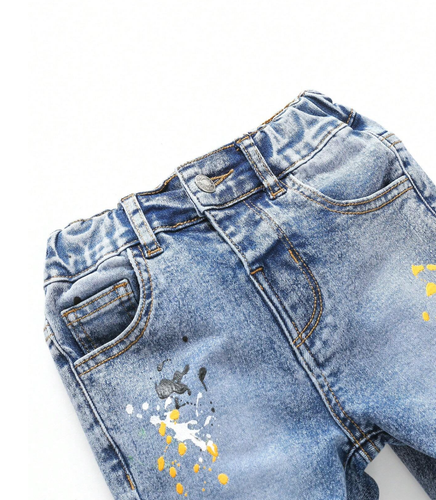 Jean Rasgado Pantalones Azules Mezclilla Para Niños Elegantes Vaqueros Pantalón - Picture 3 of 8