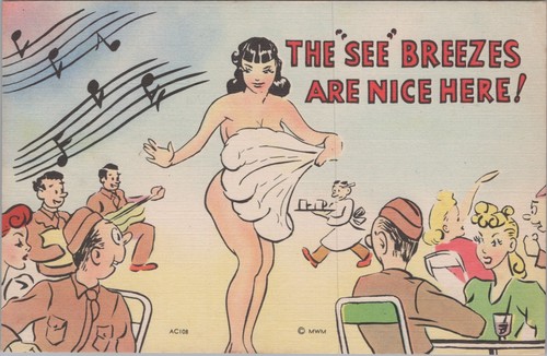 c1940s Military Comic Postcard Sexy Dancer See Breezes US Army Soldiers 11164.3 - Picture 1 of 7