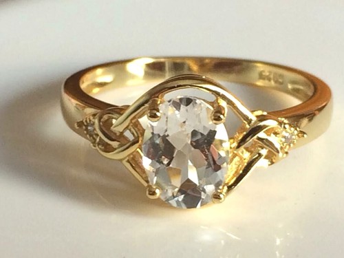 White Topaz Ring Natural 8x6mm Stone Solid Sterling Silver Sizes 6.5 to 10 US - Picture 5 of 10