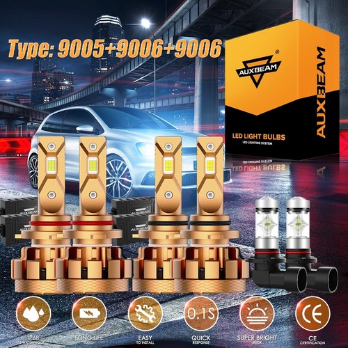 6X AUXBEAM 9005 9006 LED Headlight Fog Bulb Kit for Toyota Camry 2002-2006 6000K - Picture 1 of 12